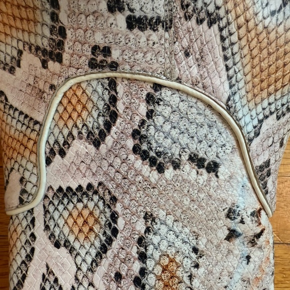 Leather Snakeskin Print Multicolour Heeled Ankle Boots - Picture 8 of 11